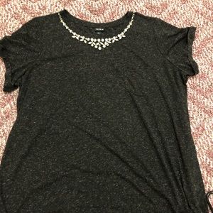Torrid black tee with jeweled neckline size 3. Pocket on chest